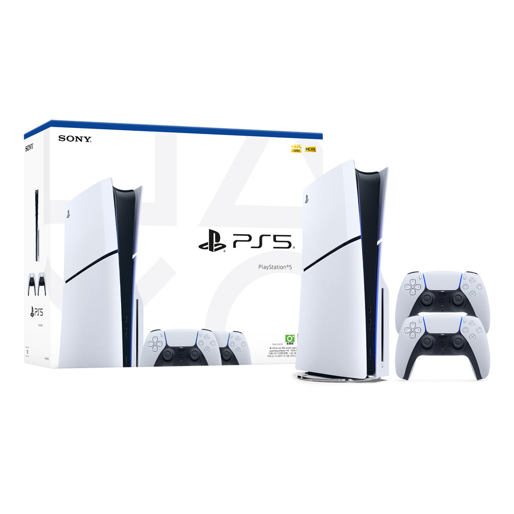 Sony Playstation PS5 Slim Console Two Dualsense Wireless Controllers Bundle